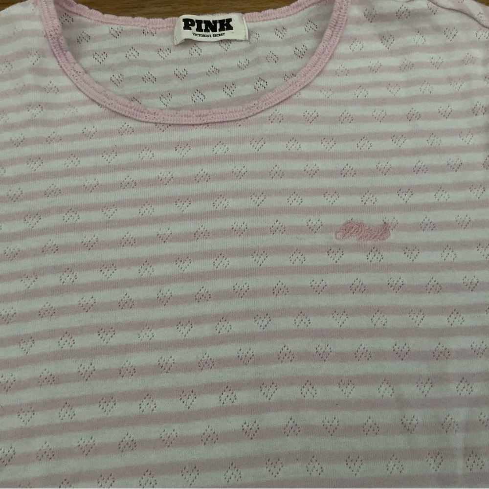 Vintage 90s PINK Victoria’s Secret short sleeve pj sleep shirt pink striped sz L